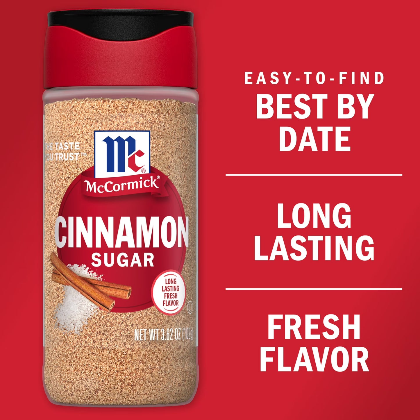 (4 pack) McCormick Non-GMO Kosher Cinnamon Sugar, 3.62 oz Bottle