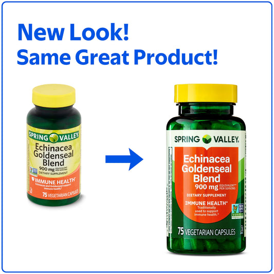 Spring Valley Echinacea Goldenseal Blend Dietary Supplement, 900 mg, 75 Vegetarian Capsules