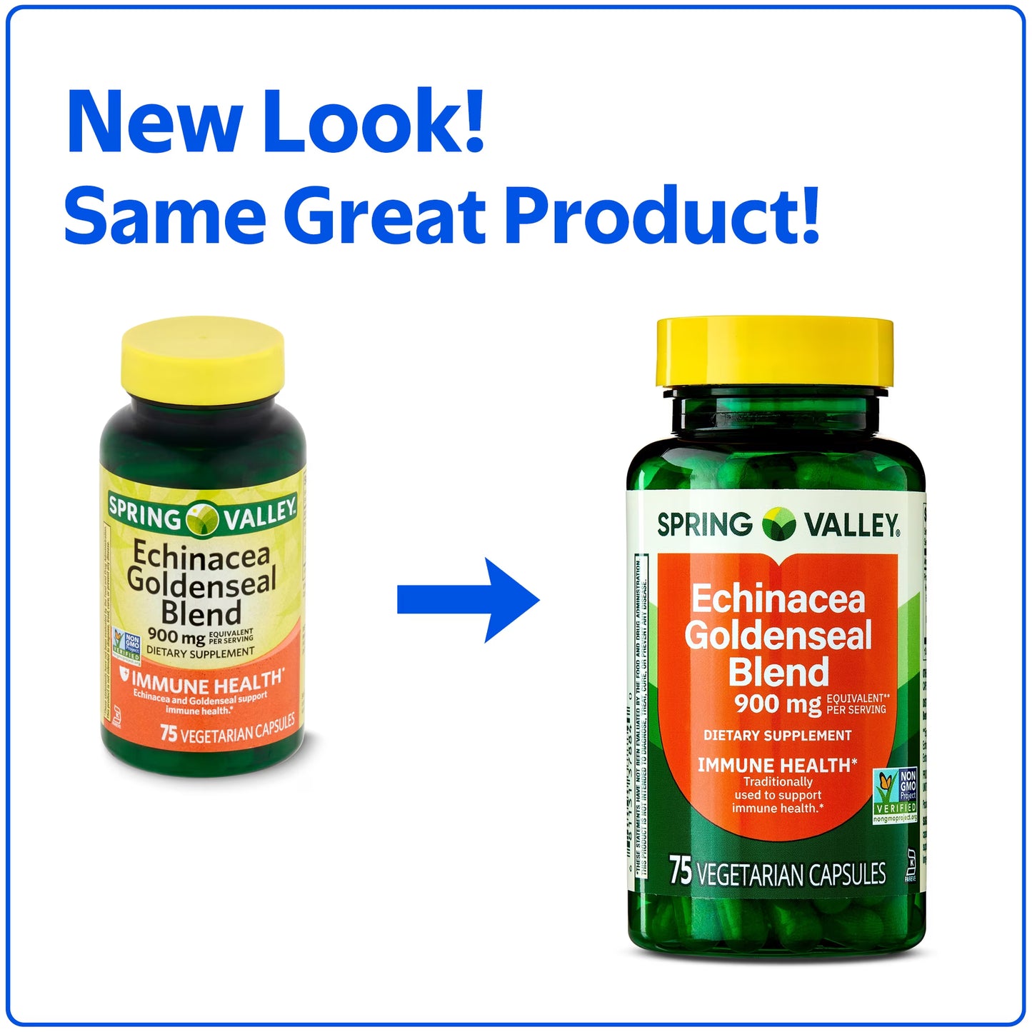 (3 pack) Spring Valley Echinacea Goldenseal Blend Dietary Supplement, 900 mg, 75 Vegetarian Capsules
