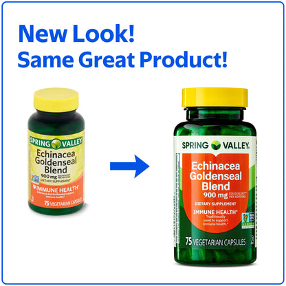 (3 pack) Spring Valley Echinacea Goldenseal Blend Dietary Supplement, 900 mg, 75 Vegetarian Capsules