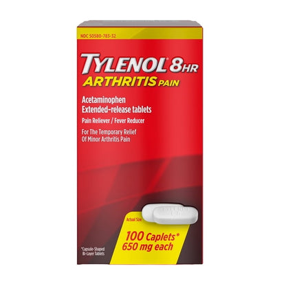 Tylenol 8 Hour Arthritis Fast, Strong Pain Relief, Acetaminophen 650 mg Extended Release, 100 Count