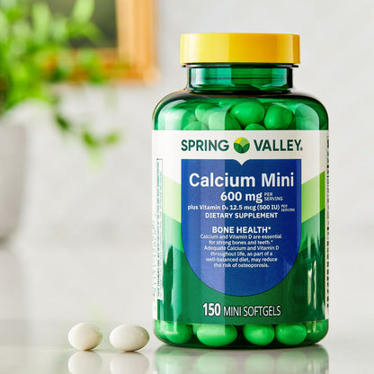 (2 pack) Spring Valley Calcium Plus Vitamin D3, Dietary Supplement, 150 Mini Softgels