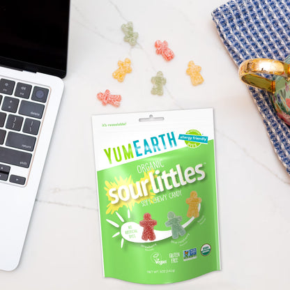 YumEarth Organic Sour Littles, Assorted Flavors Sour Chew Candy, Gluten Free, Shelf-Stable, 5 oz Bag