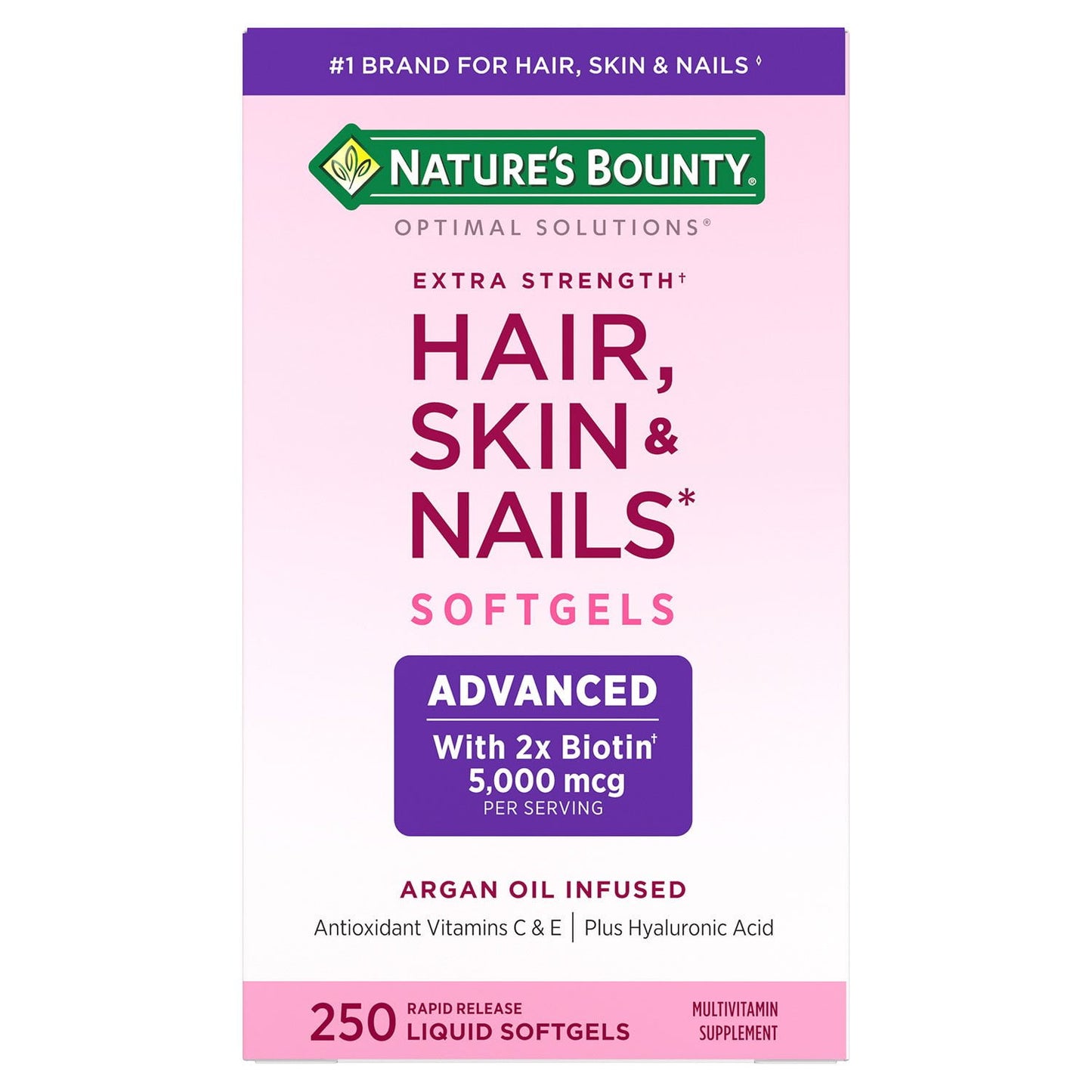 Nature's Bounty Optimal Solutions Advanced Hair, Skin & Nails Softgels, 250 ct.