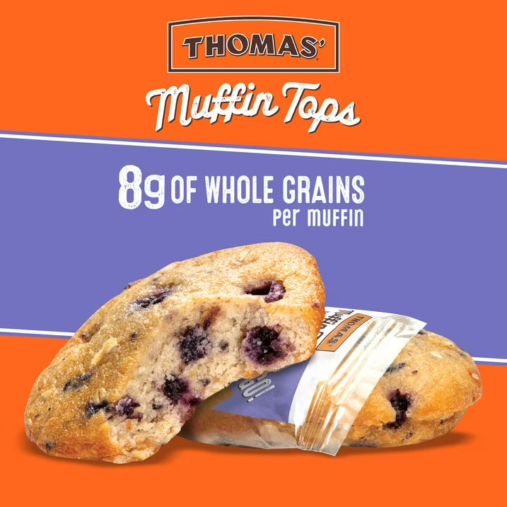 Thomas' Blueberry Oat Muffin Tops, 6 packs, Blueberry Muffin Tops, 10.5 oz Box