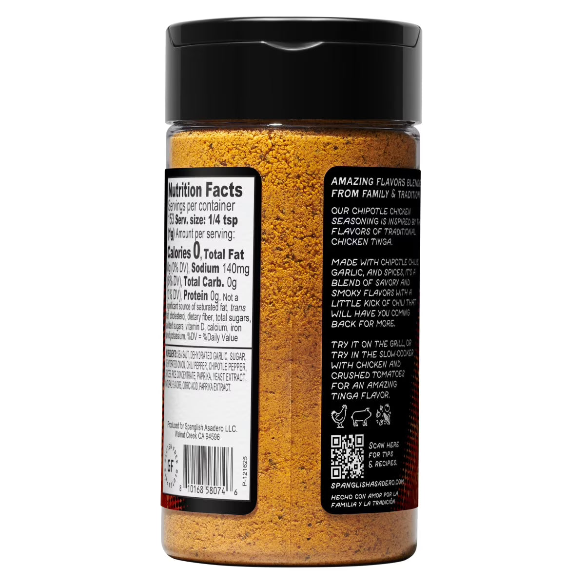 Spanglish Asadero Chipotle Chicken Seasoning Blend with Chipotle, Garlic, and Sea Salt, 5.4 oz