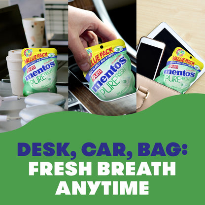 (4 pack) Mentos Pure Fresh Spearmint Sugarfree Gum Extra Value Pack, Regular Size, 120 Count