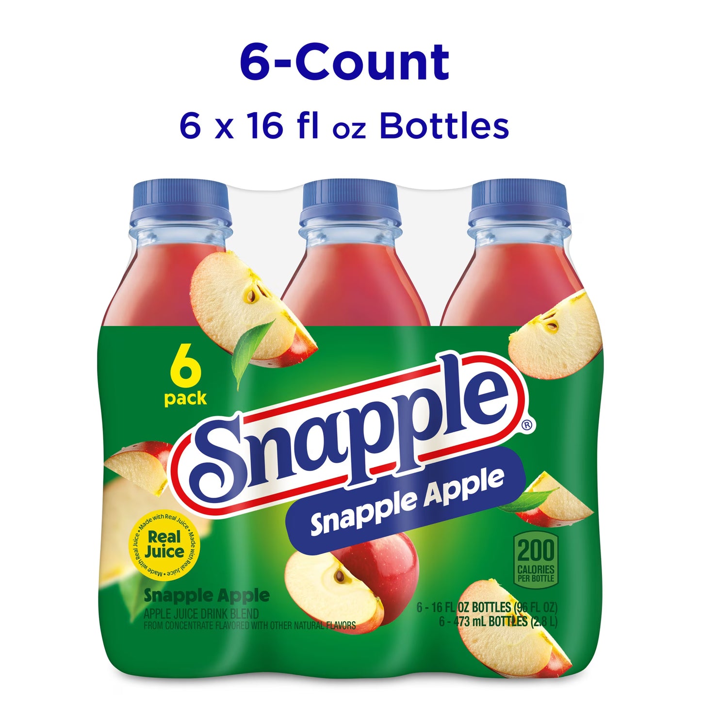Snapple Apple Juice Drink, 16 fl oz, 6 Count Bottles