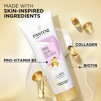 Pantene Pro-V Conditioner Miracle Infinite Lengths Biotin + Collagen 1 Minute Miracle, 10.9 fl oz