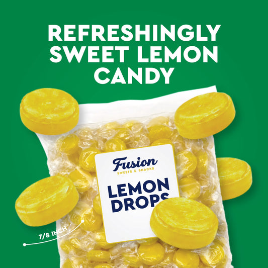 Lemon Drops Hard Candy Old Fashioned – 1 Pound Bulk Bag, Individually Wrapped Classic Lemon Candy, Tart Citrus Flavor, Traditional Yellow Hard Sweets