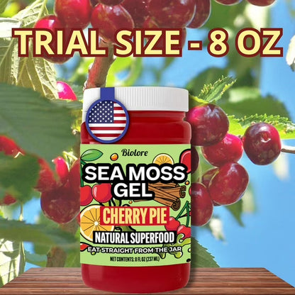Sea Moss Gel – Cherry Pie 8oz Raw Wildcrafted Irish Sea Moss, Vegan Superfood, Essential Vitamins & Trace Minerals, Jam, Jelly & Spread Gifts, Made in the USA
