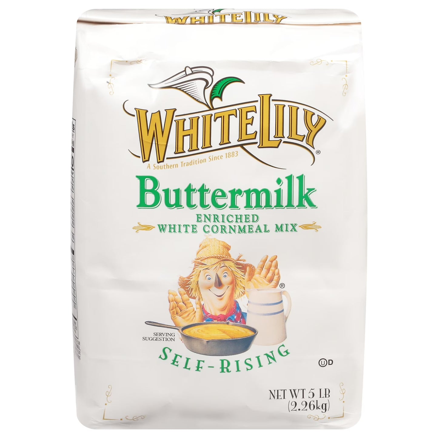 (2 pack) White Lily Self-Rising Buttermilk White Cornmeal Mix, 5 lb Bag