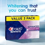 (2 pack) Crest 3DWhite Advanced Whitening Toothpaste, Radiant Mint, 3.3 oz, 3 Pack