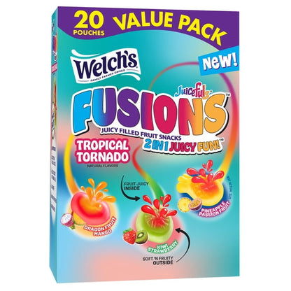 Welch's Fusions, Tropical Tornado, Soft Fruit Snacks, Gluten-Free, .8 oz, 20 Count