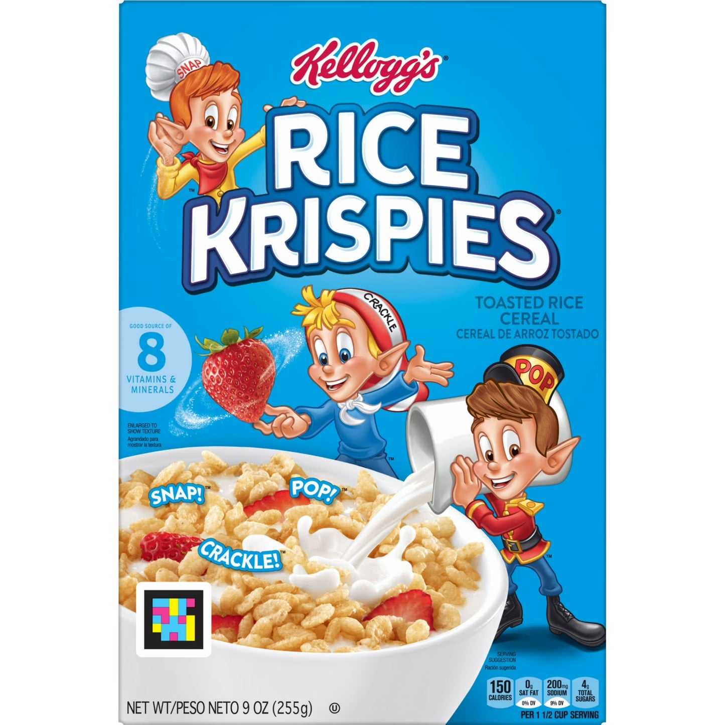 (8 pack) Kellogg's Rice Krispies Original Breakfast Cereal, 8 Vitamins and Minerals, 9 oz