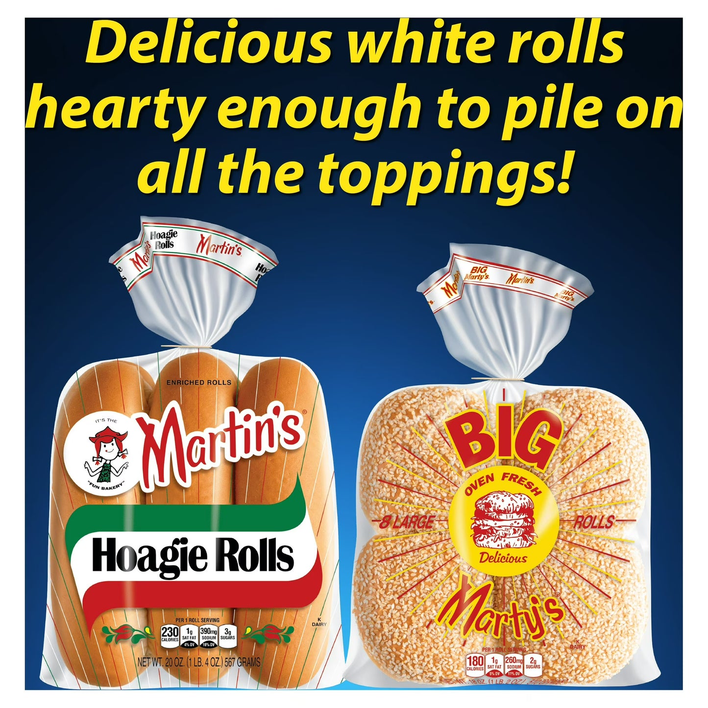 Martin's Big Marty's Rolls, 8 Count, Seeded 4 Inch Roll