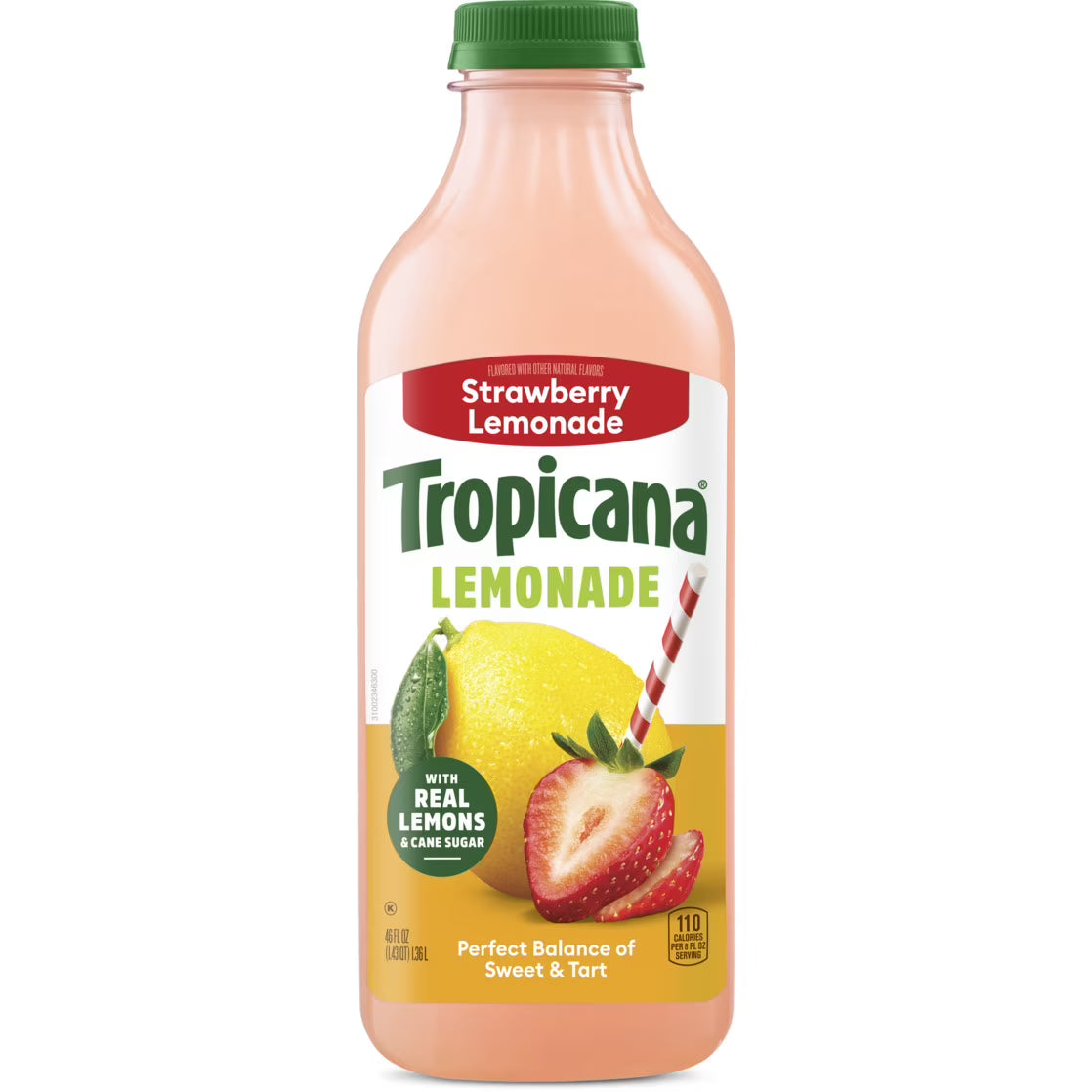 Tropicana Refreshers Strawberry Lemonade, Made with Real Lemons, 46 fl oz Bottle