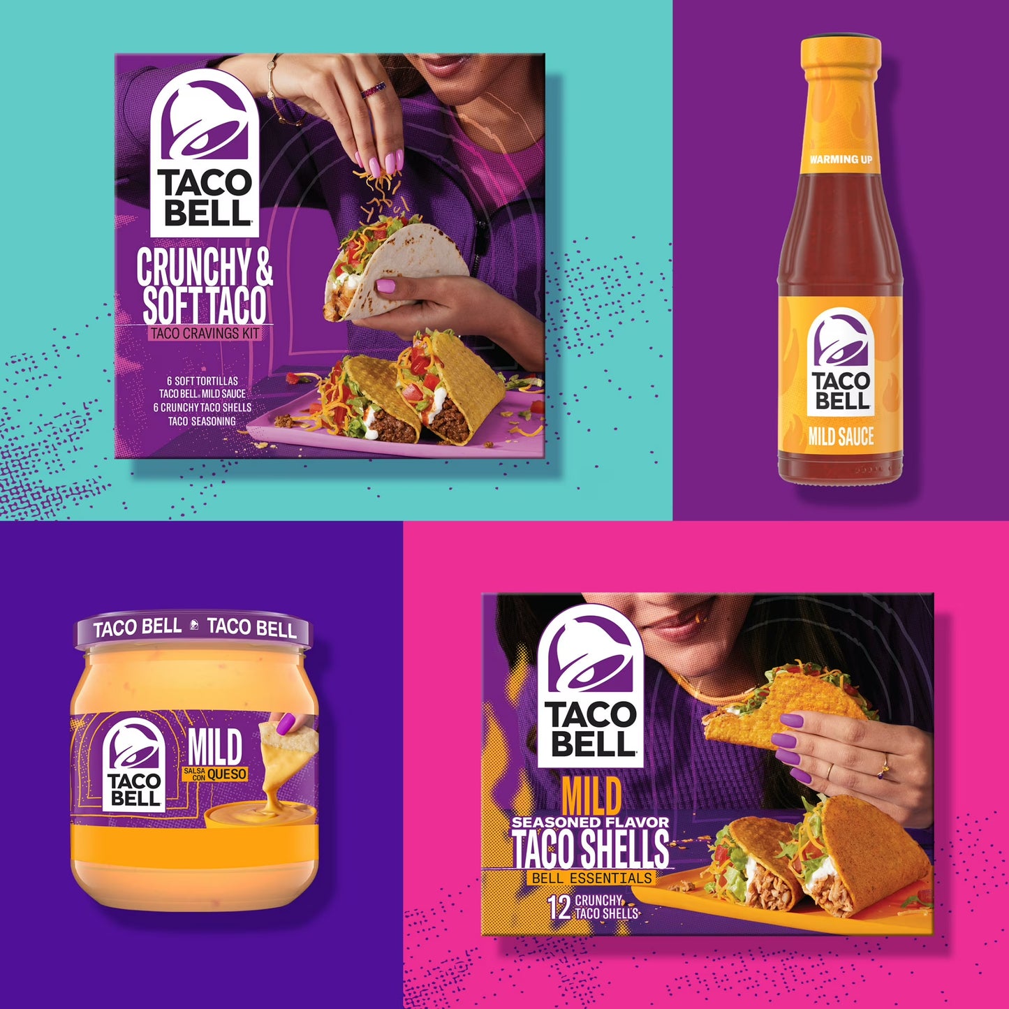(2 pack) Taco Bell Mild Seasoned Flavor Crunchy Taco Shells, 12 ct, 4.8 oz Box