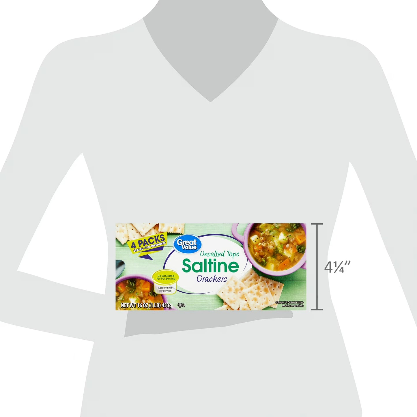 (6 pack) Great Value Unsalted Tops Saltine Crackers, 16 oz