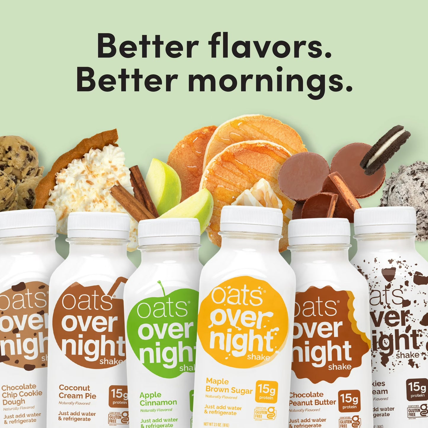 (4 pack) Oats Overnight Chocolate Chip Cookie Dough Protein Overnight Oatmeal Shake, 2.1 oz, 1 Count