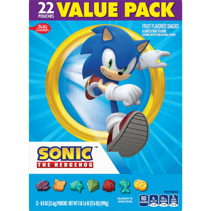 Sonic Fruit Flavored Snacks, Fat Free and Gluten Free, Value Pack, 17.6 oz, 22 Pouches