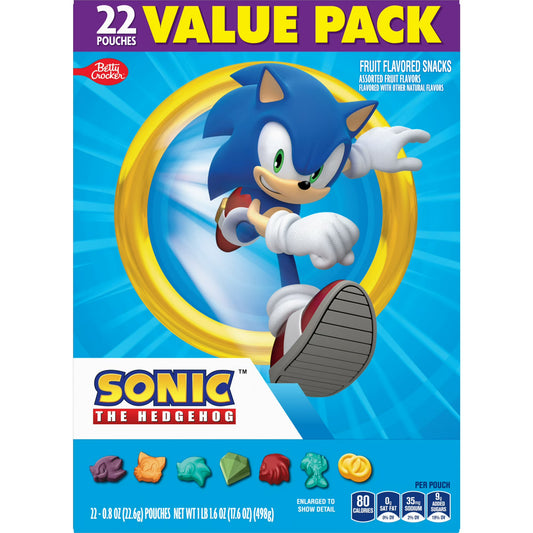 Sonic Fruit Flavored Snacks, Fat Free and Gluten Free, Value Pack, 17.6 oz, 22 Pouches