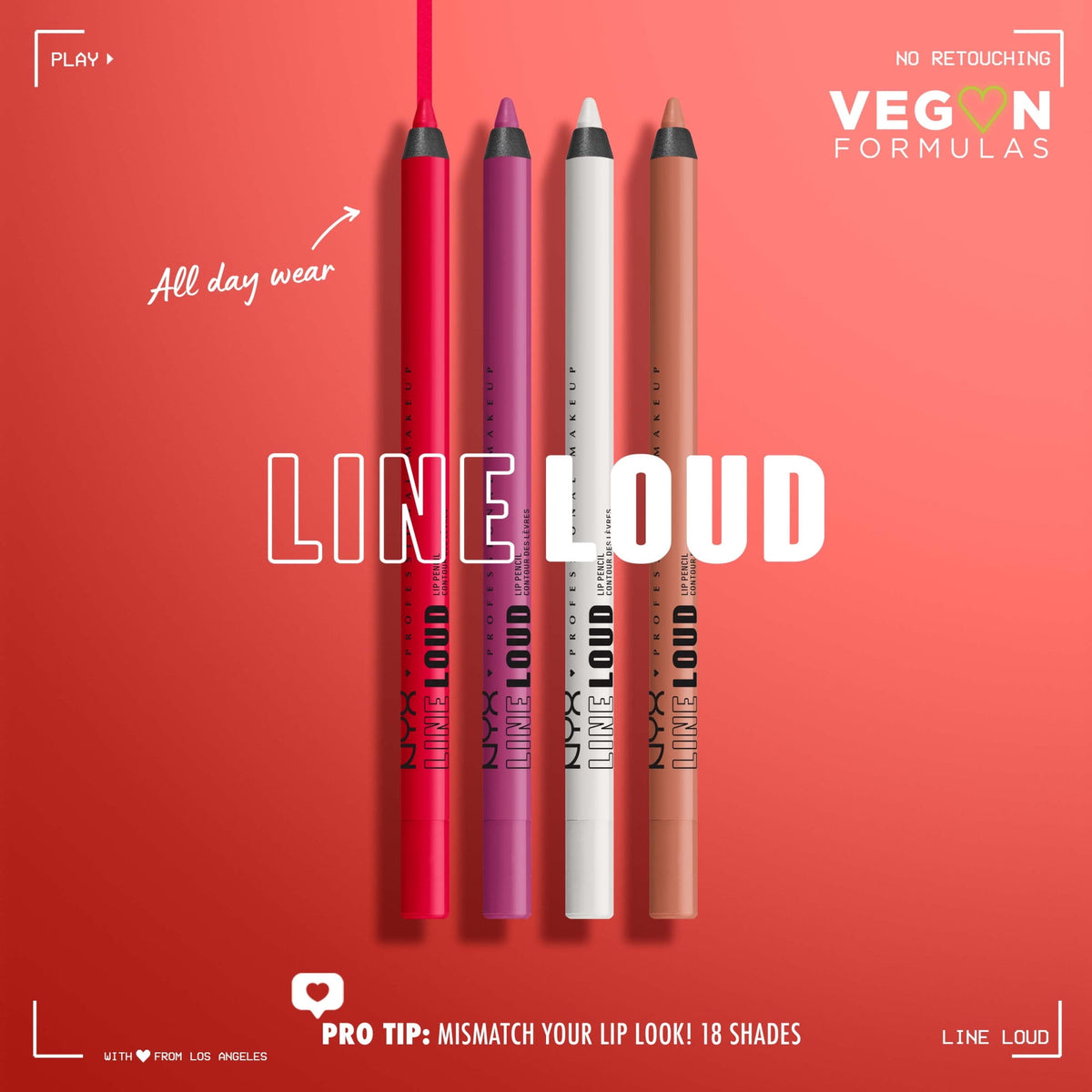 (3 pack) NYX Professional Makeup Line Loud Long-Lasting Lip Liner, Movin Up, 0.04 Oz