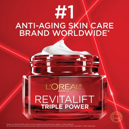 L'Oreal Paris Revitalift Triple Power Anti-Aging Face Moisturizer, Pro Retinol, Hyaluronic Acid & Vitamin C to Reduce Wrinkles, Firm & Brighten Skin, 1.7 oz