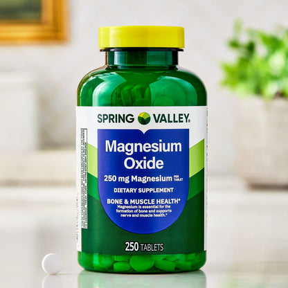 (3 pack) Spring Valley Magnesium Dietary Supplement Tablets for Bone and Muscle Health, 250 mg, 250 Count