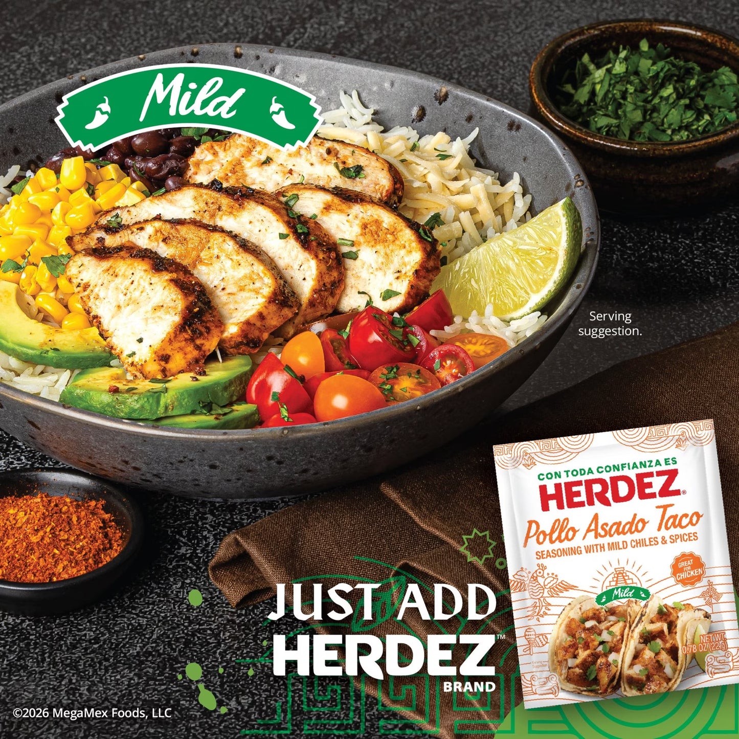 HERDEZ Pollo Asado Taco Seasoning Mild, Taco Seasoning with Mild Chiles & Spices, 0.78oz Packet
