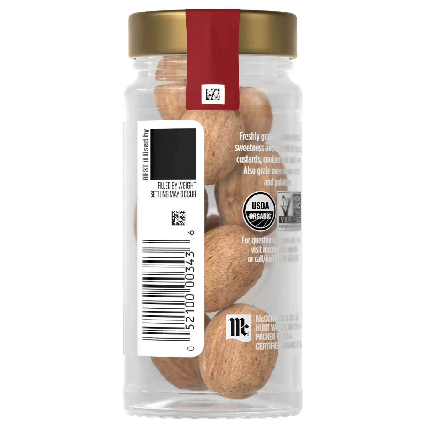 McCormick Gourmet Organic Whole Nutmeg, 1.5 oz Bottle