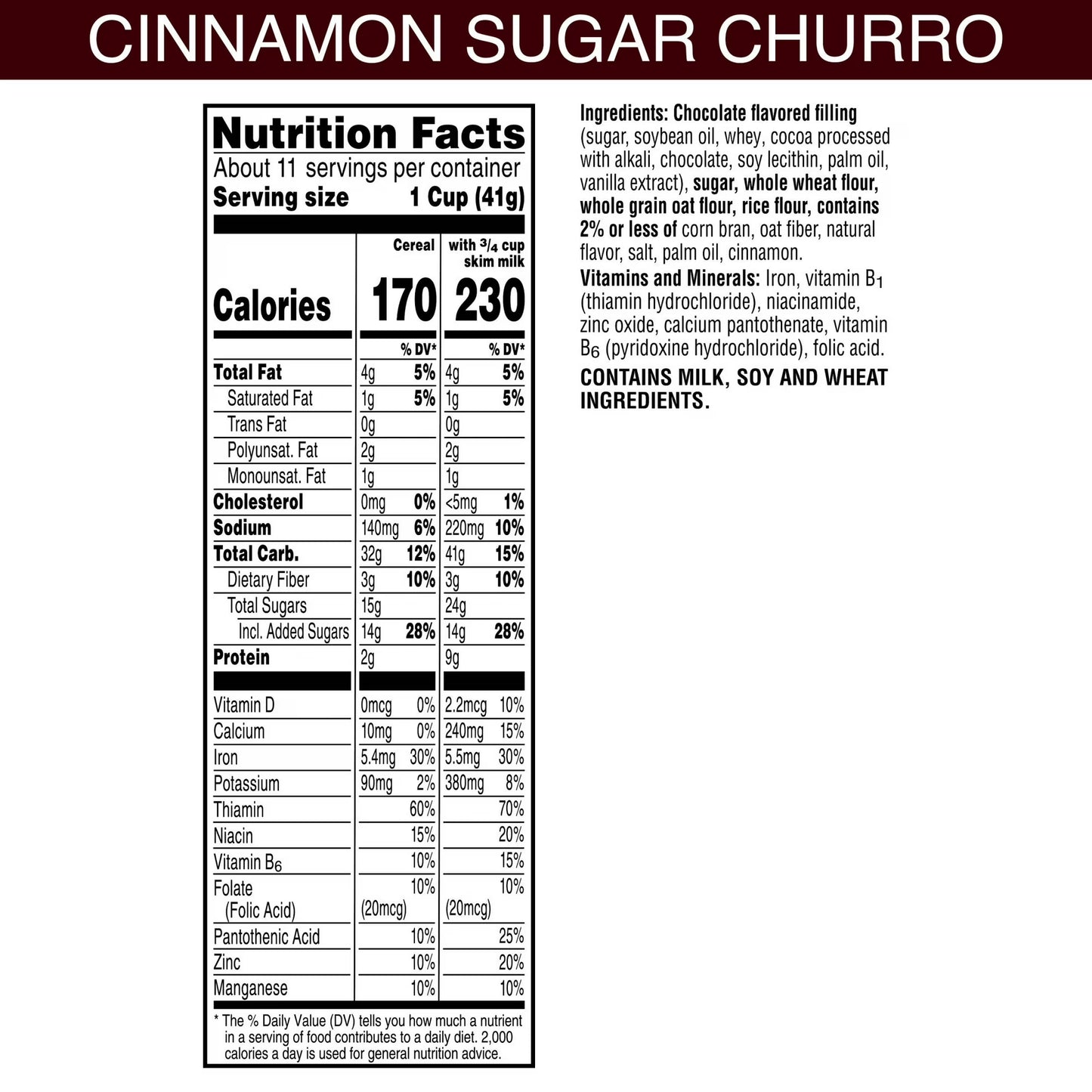 Kellogg's Krave Cinnamon Sugar Churro Breakfast Cereal Family Size Box, 16.8 oz