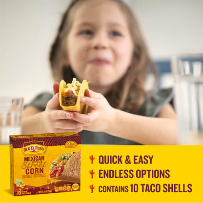 (3 pack) Old El Paso Stand 'N Stuff Taco Shells, Mexican Style Street Corn Flavored, 10 Ct, 5.4 oz