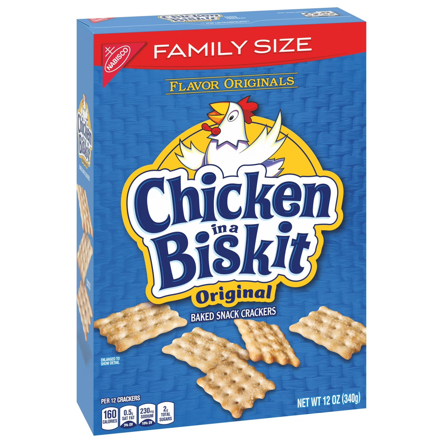 (3 pack) CHICKEN IN A BISKIT Original Baked Snack Crackers, Lunch Snacks, Family Size, 12 oz