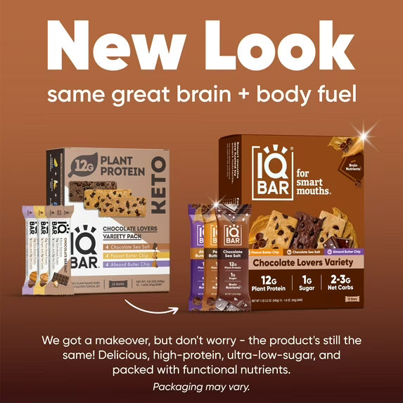 IQBAR Mint Chocolate Protein Bars - Vegan Energy Bars - High Fiber Vegan Snacks - 4 Count Box