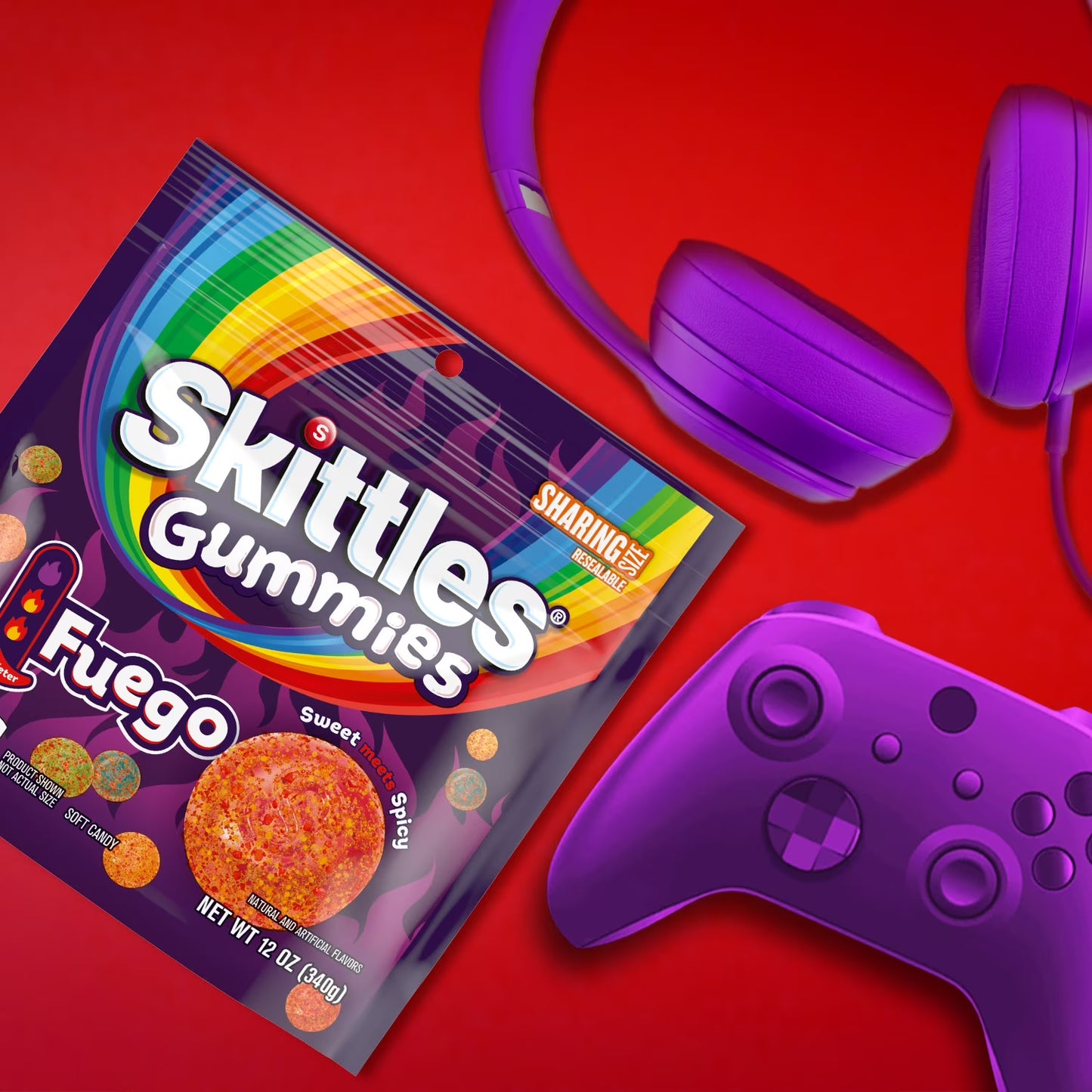Skittles Gummies Fuego Gummy Candy, Sharing Size - 12 oz Resealable Bag