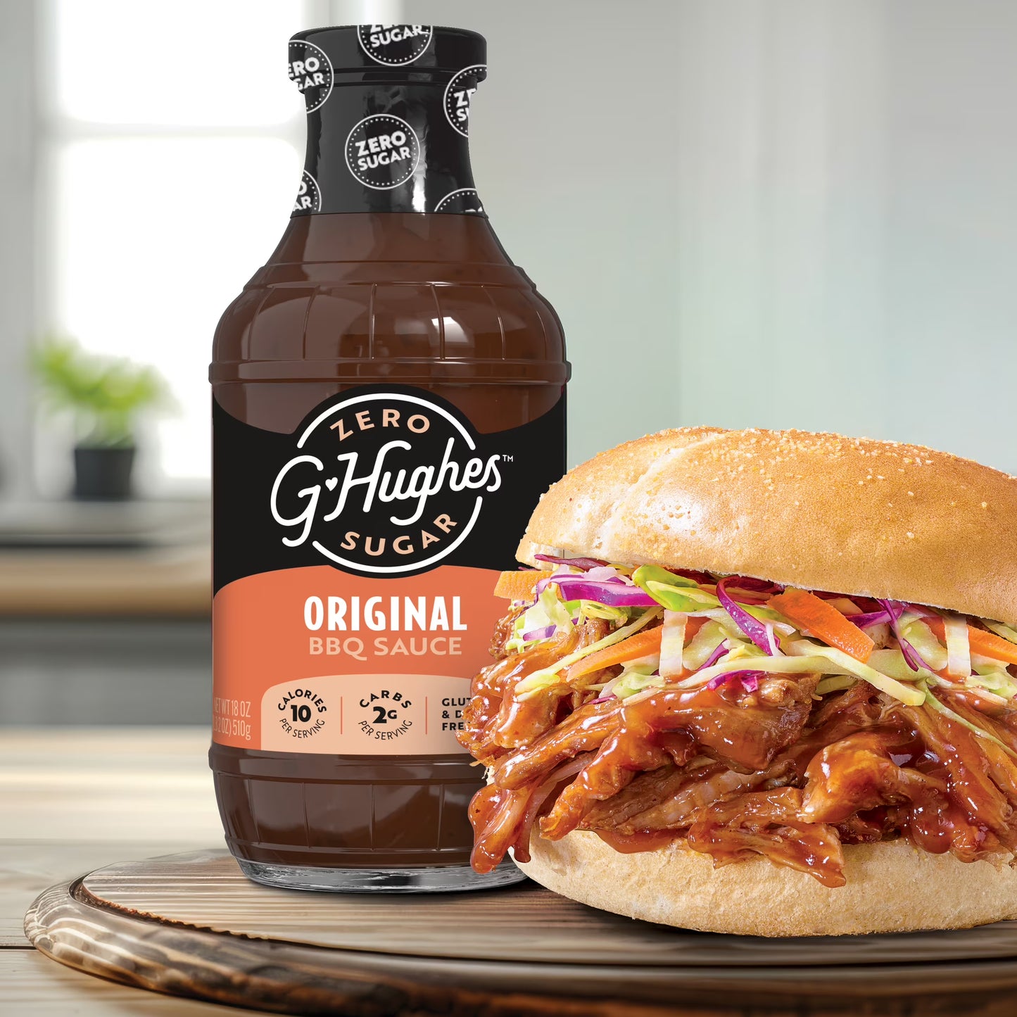 G Hughes Zero Sugar Original BBQ Sauce, 18 oz