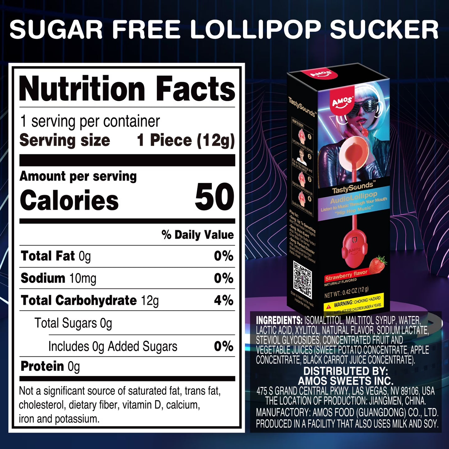AMOS Music Lollipop Suckers Lollipop Fat Free Singing Lollipop, Creative Gift Party