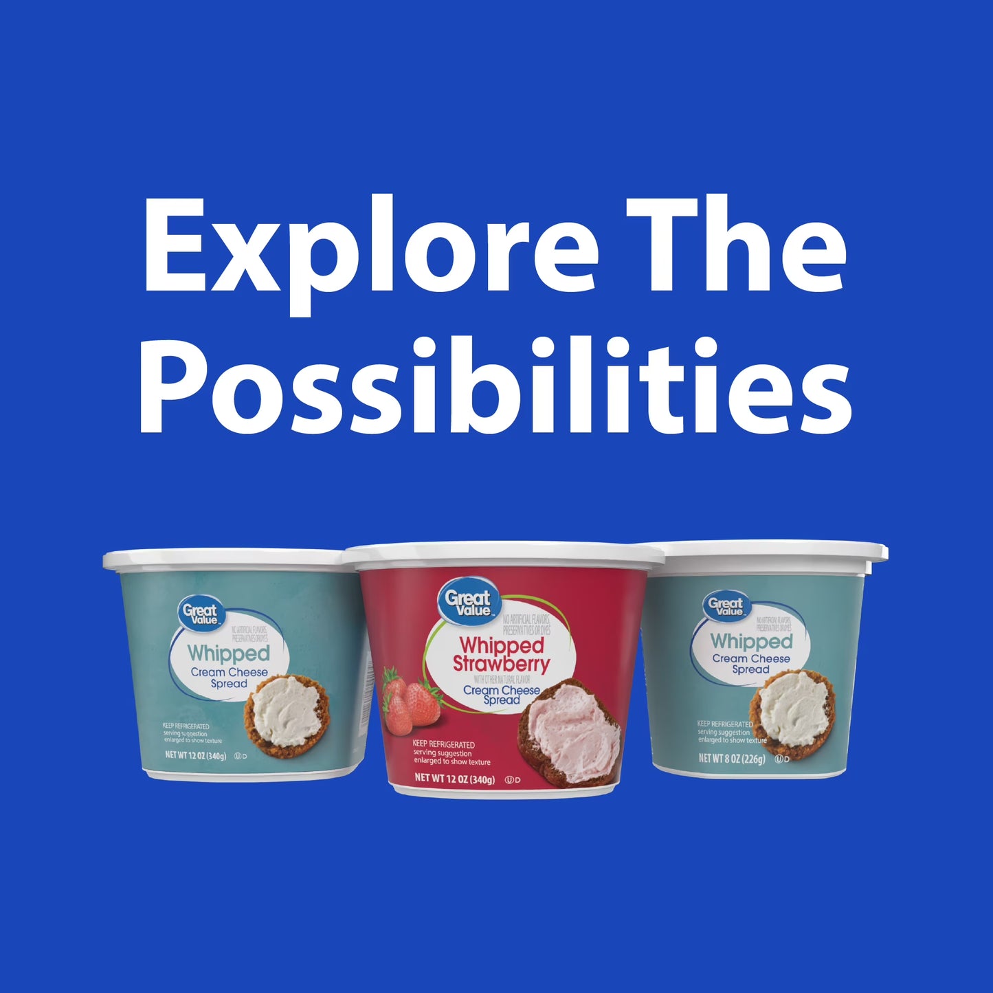 Great Value Original Whipped Cream Cheese Spread, 12 oz Tub