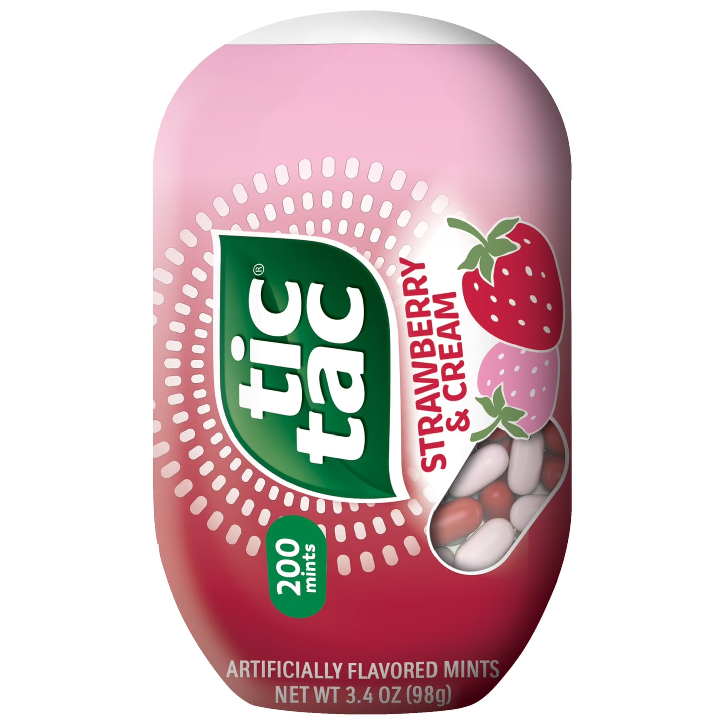 Tic Tac Strawberry & Cream, On-the-Go Pocket-Sized Mints, 200 pieces, 3.4 oz Bottle Pack