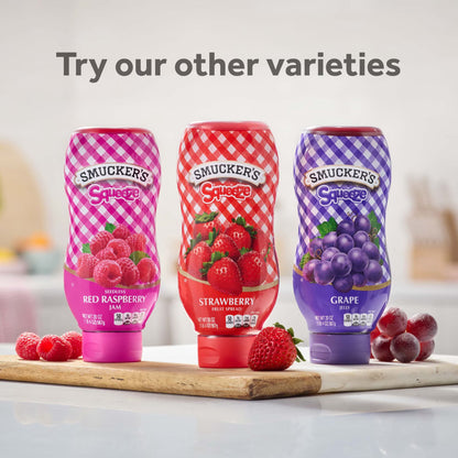 (3 pack) Smucker's Squeeze Seedless Red Raspberry Jam, 20 oz Squeezable Bottle