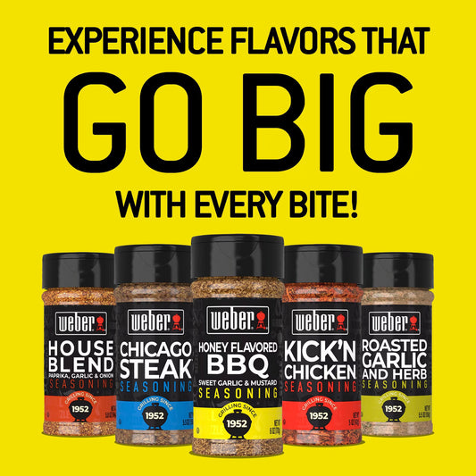 Weber Honey Flavored BBQ, Sweet Garlic and Mustard Seasoning Blend, 6.0 oz Bottle