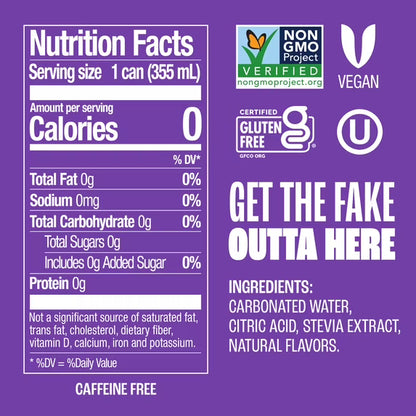 Zevia Zero Sugar, 0 Calorie Grape Soda, 12 fl oz, 8 Pack Cans