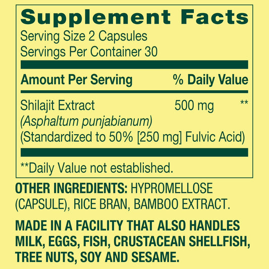 (3 pack) Spring Valley Shilajit 50% Fulvic Acid, 500mg, 60 Vegetarian Capsules