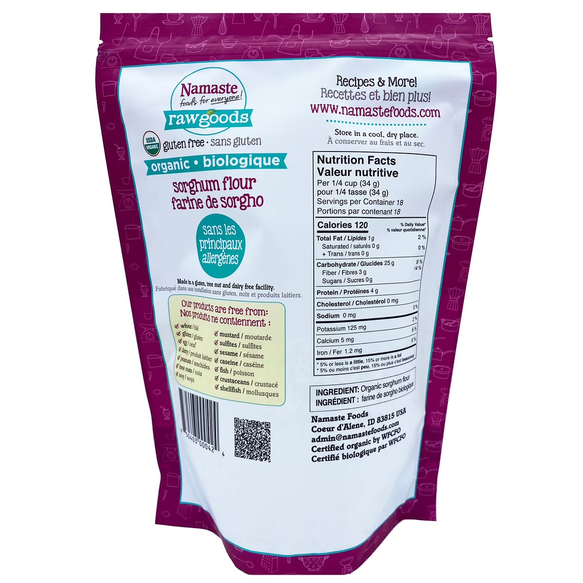 Namaste Foods, Gluten Free, Organic, Sorghum Flour, 22oz Bag