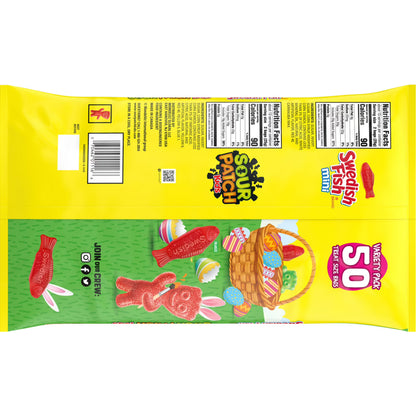 SOUR PATCH KIDS and SWEDISH FISH Mini Soft & Chewy Easter Candy Variety Pack, Bulk Candy, 50 Packs