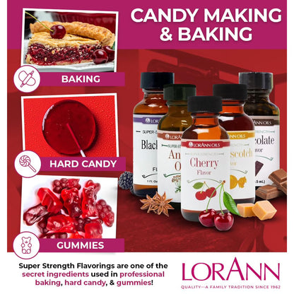LorAnn Oils Super Strength Flavoring - Used For Candy Making, Flavoring Extracts, Baking, Hard Candy, and Flavor Oils - Bold, Natural Flavors 4X Stronger Than Extracts - Cherry, 1 fl dram