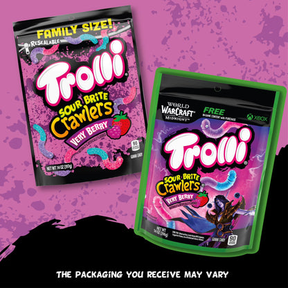 Trolli Sour Brite Crawlers Candy, Very Berry, Sweet and Sour, Gummy Worms, 14 oz