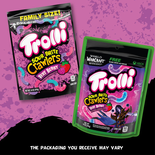 Trolli Sour Brite Crawlers Candy, Very Berry, Sweet and Sour, Gummy Worms, 14 oz