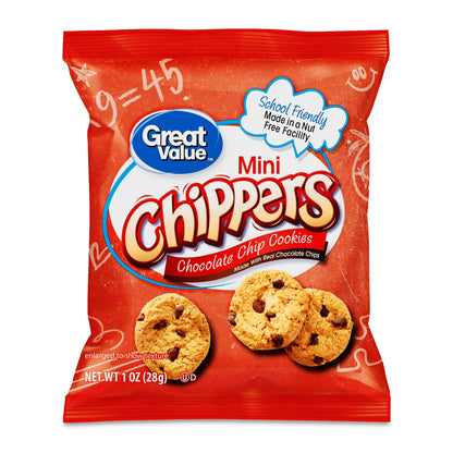 (3 pack) Great Value Mini Chipper Cookies, 1 oz, 10 Snack Packs